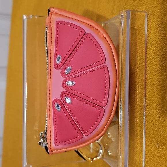 Victoria Secret Pink Grapefruit Leather Keychain/Coin Pouch - Picture 1 of 11